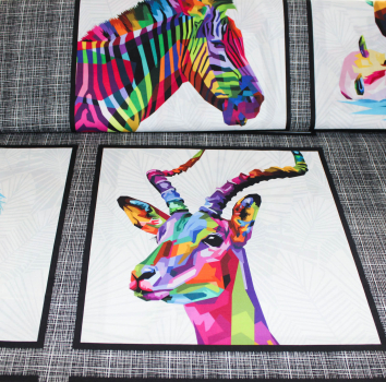 Designer- Baumwollstoff Animal Panel multicolor Rapport 89cm